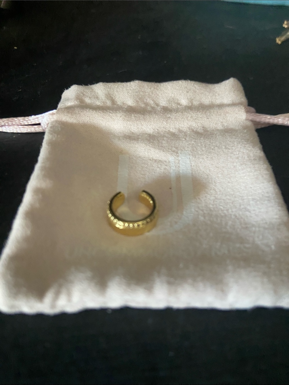 Uncommon James Gold Tone Band Ring with Crystal Edge